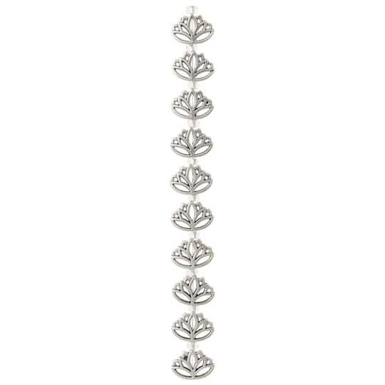 12 Pack: Silver Metal Lotus Beads, 16mm by Bead Landing™